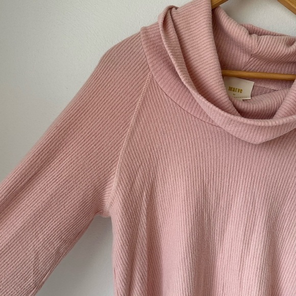 Anthropologie Maeve Womens Pink Ribbed Cowl Neck Sweater Pullover Knit - Picture 6 of 12